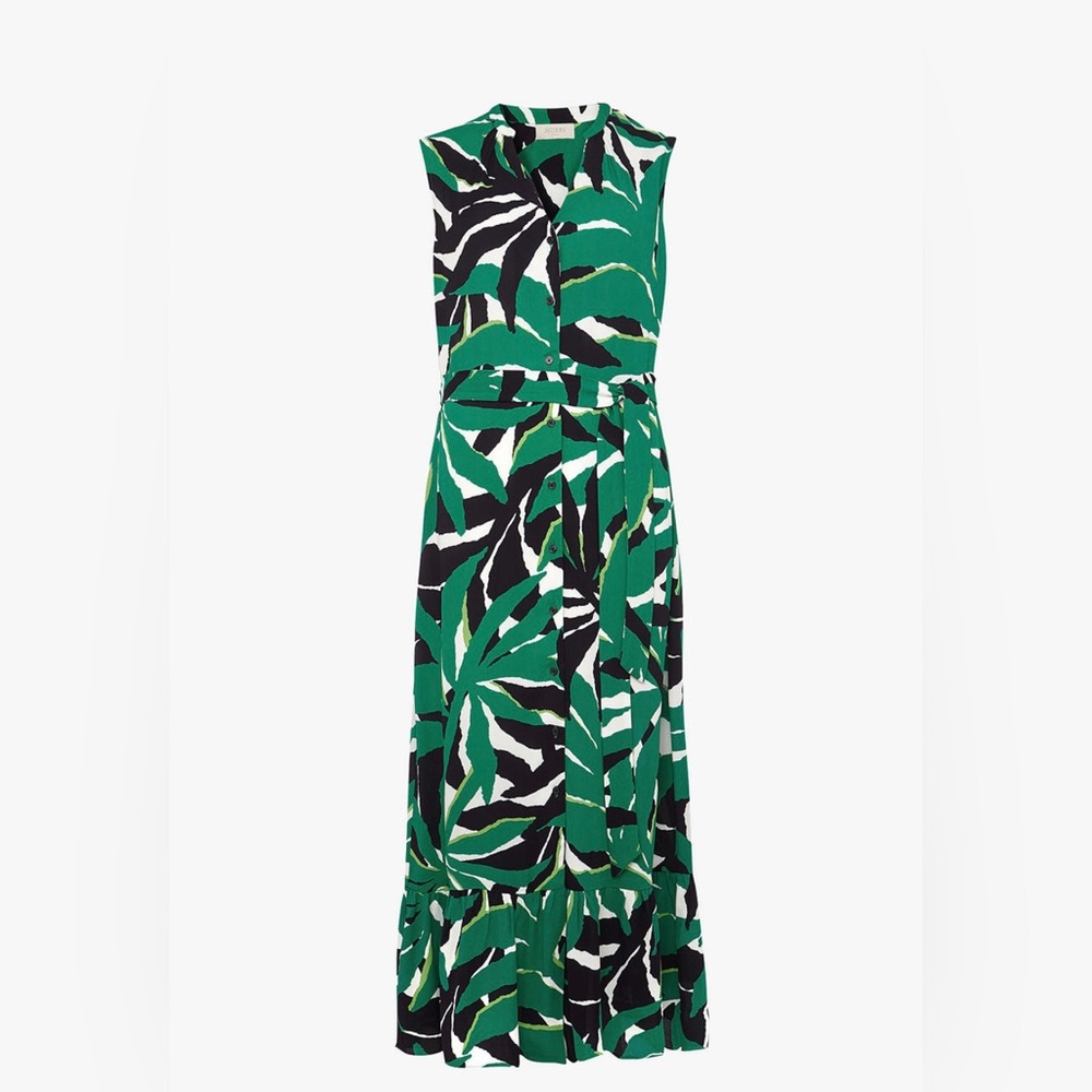 Hobbs Laurenza Floral Midi Dress, Green/Multi